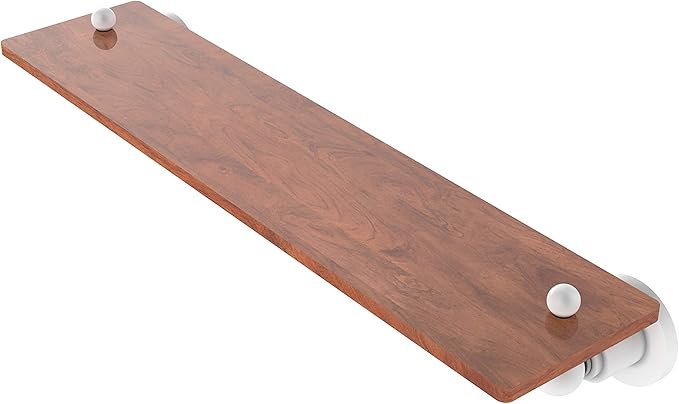 Allied Brass AP-1-22-IRW Astor Place Collection 22 Inch Solid IPE Ironwood Wood Shelf, Matte White