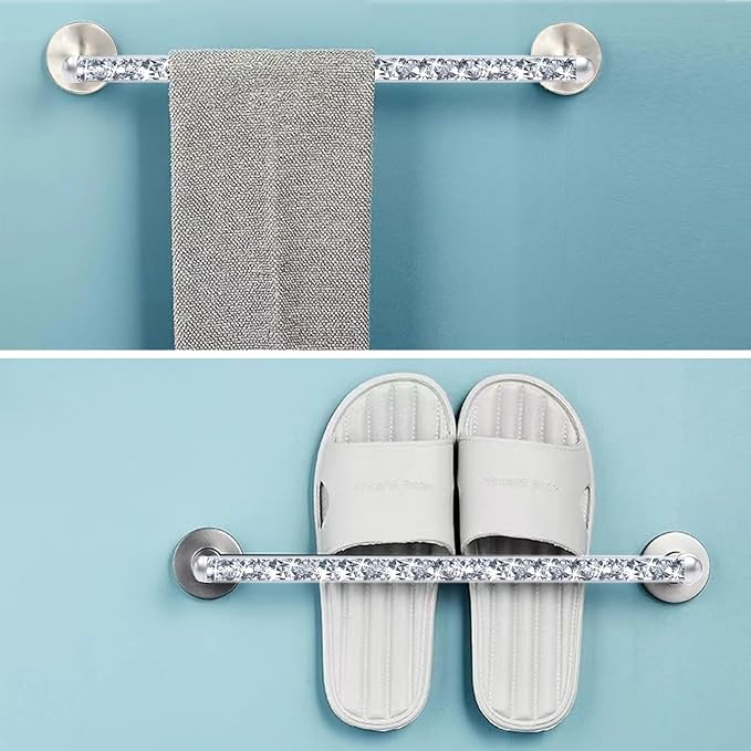 Meetart Crushed Diamond Glass Towel Bar for Bathroom,Set of 2 Towel Rods Wall-Mounted ,Towel Racks for Bath Towels,Hand Towels(15.5”)