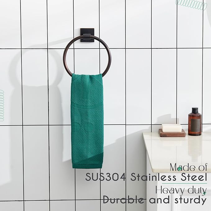 KOKOSIRI Hand Towel Holder Wall Mounted Towel Ring Bathroom Accessories Shower Towel Hanger Rack Stainless Steel Oil Rubbed Bronze, B3010OBR