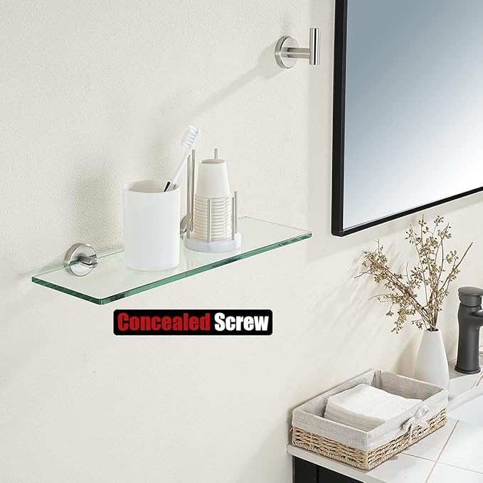JQK Bathroom Glass Shelf, TGS101L16-BN