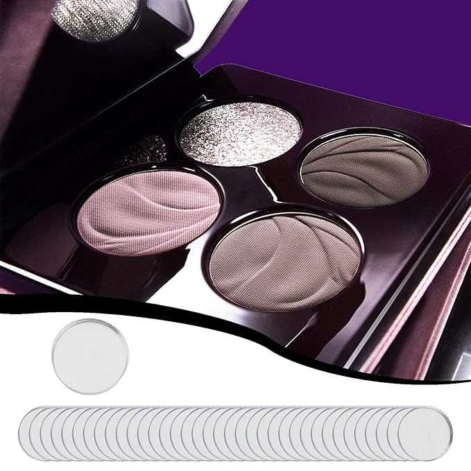 NICENEEDED 100 PCS Aluminum Empty Eyeshadow Pan, Round Palette Metal Pans Cosmetic Blush Lipstick Organizer, Square Refillable Container Eyeshadow Trays