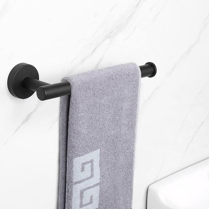 NearMoon Hand Towel Holder/Towel Ring, Thicken Stainless Steel Hand Towel Bar for Bathroom, Rustproof Wall Mounted Towel Rack, Contemporary Style Bath Accessories, 9 Inch (5 Pack, Matte Black)