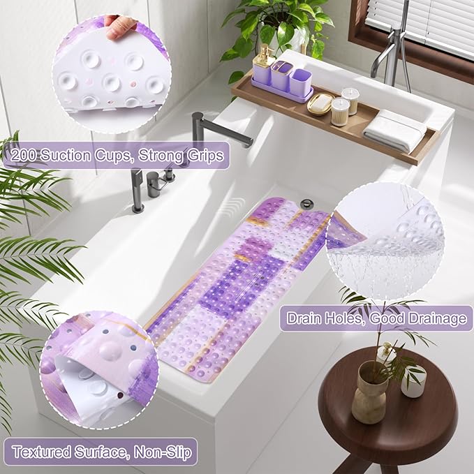 XLHOMO Bathroom Accessories Set - 26PCS Purple Bathroom Set, Bathroom Accessory Set with Shower Curtain and Rugs and Bathtub Mats for Home