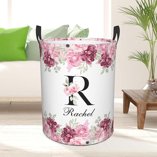Custom Name Laundry Basket, Personalized Collapsible Laundry Hamper with Name for Bathroom Bedrooms, Customized Dirty Clothes Hamper Storage Basket Gifts for Kids Boys Girls Baby Men Women
