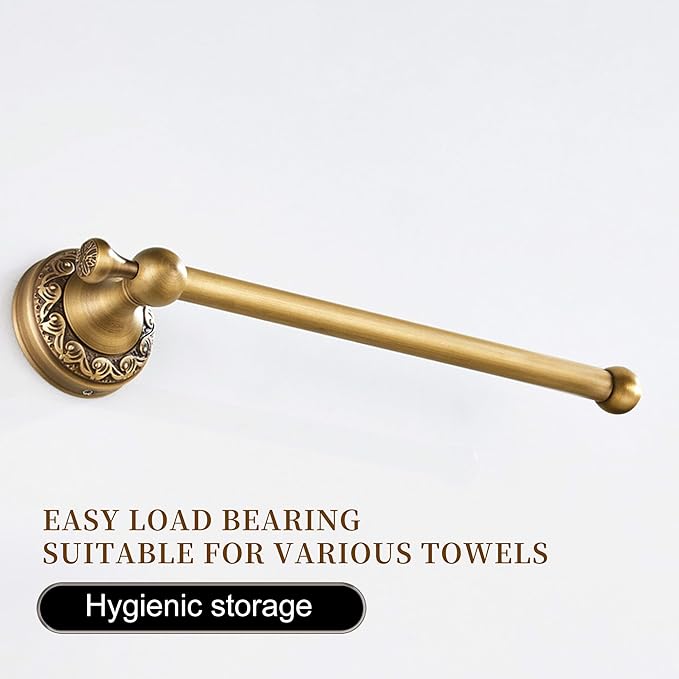 Wall Mounted Bathroom Towel Holder, Bath Towel Hanger Antique Brass Pattern Carving,Brushed Bronze