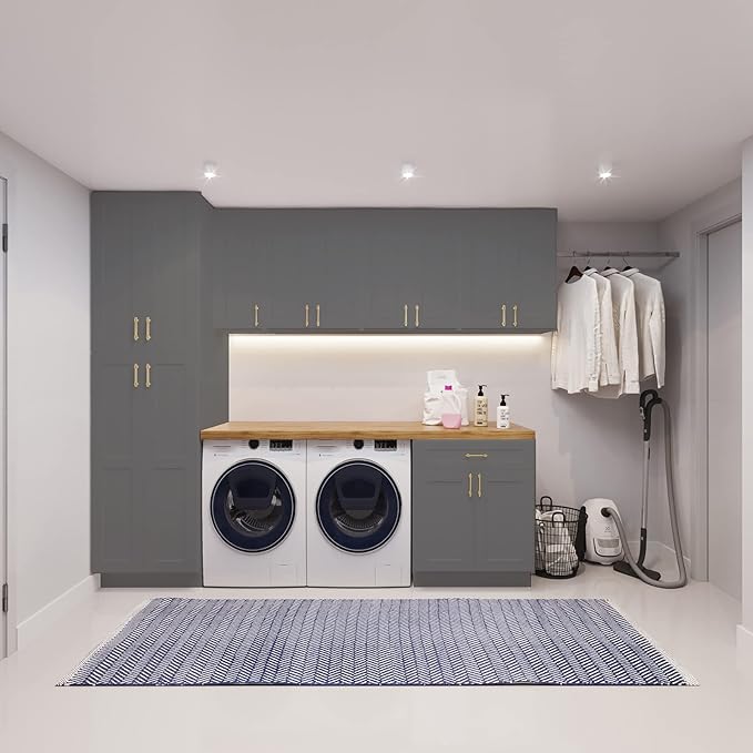 ROOMTEC Wood Wall Cabinet,RTA Single Door Medicine Cabinet with Adjustable Shelves and Soft-Close Door for Kitchen, Bathroom, and Laundry. 12" D*21" W*36" H, Shaker Grey