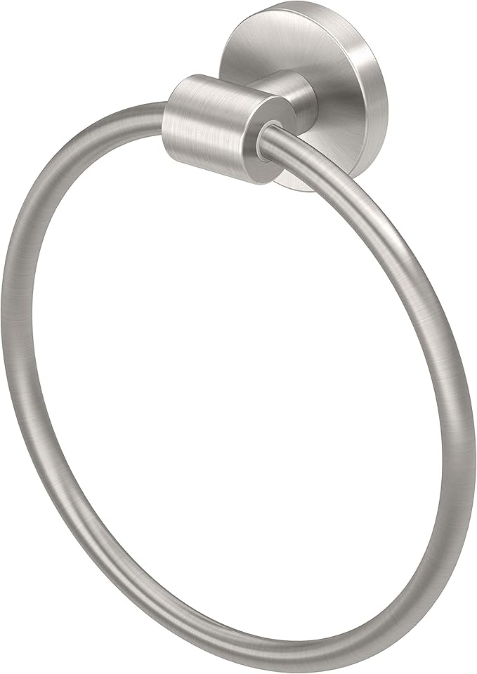 Gatco 4672 Reveal Towel Ring, Satin Nickel | Wall Mount 6.63" Dia. Towel Holder Ring