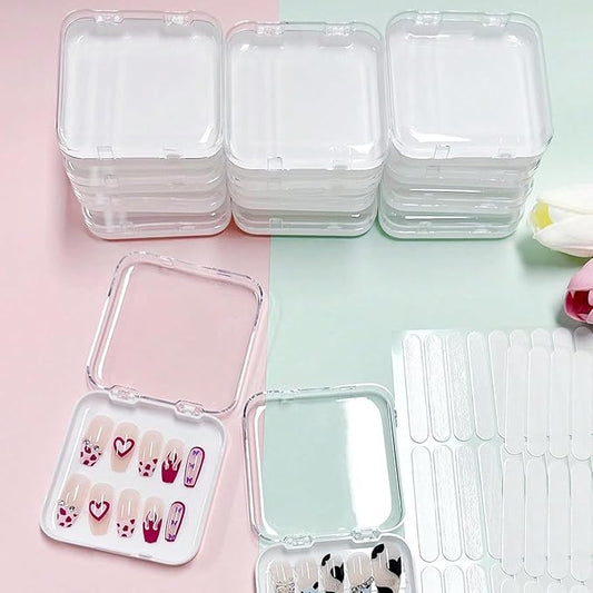12PCS Press On Nail Storage Box,Empty Plastic Nail Tips Storage Display Box for False Fake Nails Press on Nails Organizer Case Small Business Supplies for Home Nail Salon Use (White)