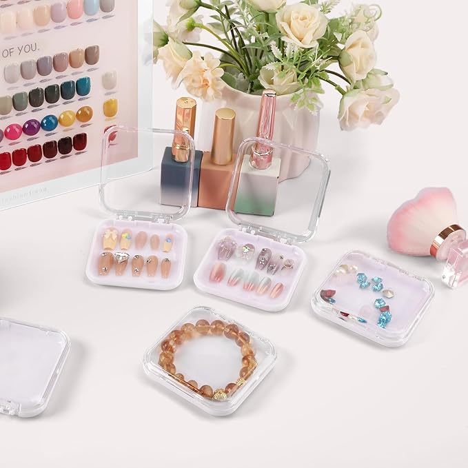 15 Pcs Press On Nail Packaging Box Press on Nail Storage Box for Press Ons with 90 Pcs Adhesive Double Sided Tape for Fake Nail Storage Case Nail Display Nail Salon Supplies (White)