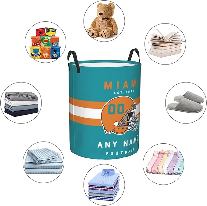 Custom Laundry Hamper - Personalized Football Style Laundry Basket - Customized Name and Number - Dirty Clothes Hamper Waterproof Large Capacity Hamper for Bedroom Bathroom Living Room