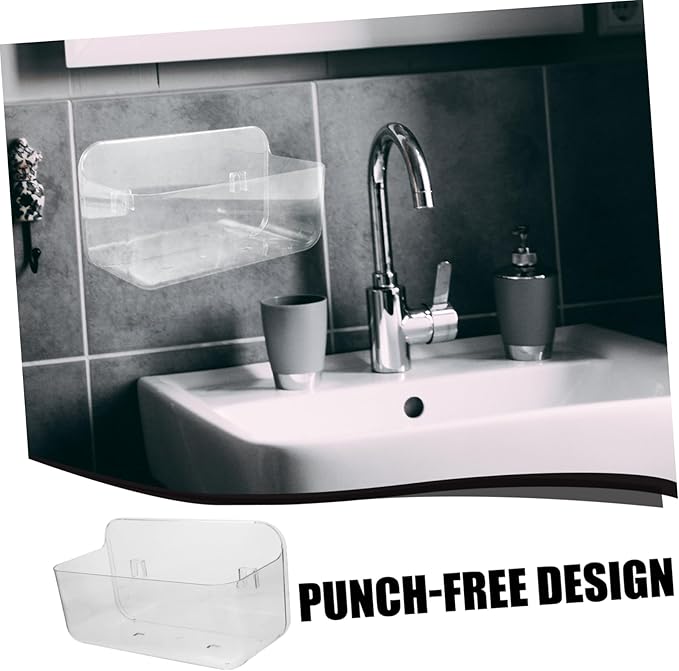 Healifty 1Pc Punch Wall Mounted Bathroom Organizer Rack Home Storage Shelf for Toiletries Sundries Easy Installation Multi Functional Design for Bathroom Kitchen