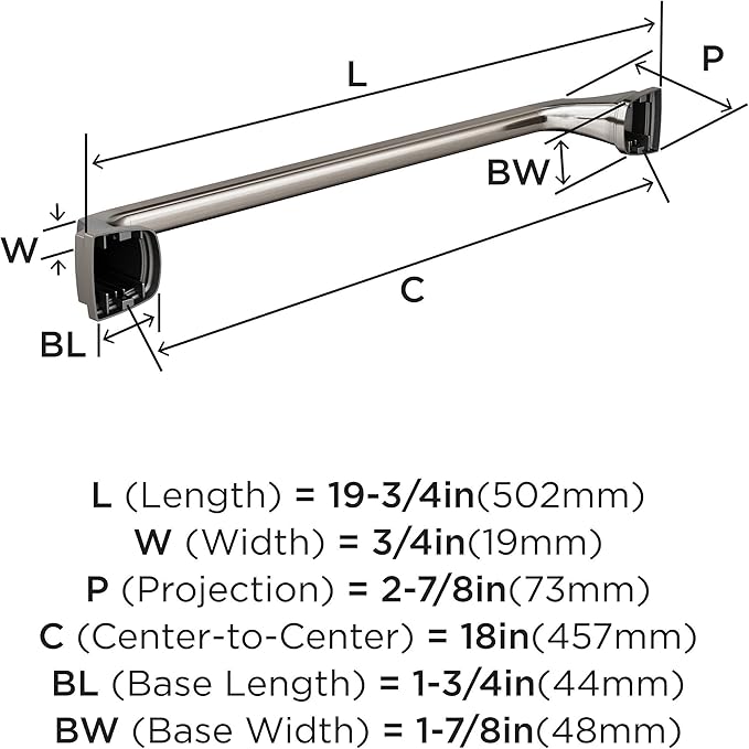 Amerock BH36033G10 | Brushed Nickel Towel Bar | 18 in (457 mm) Towel Rack | Revitalize | Bathroom Towel Holder | Bathroom Hardware | Bath Accessories