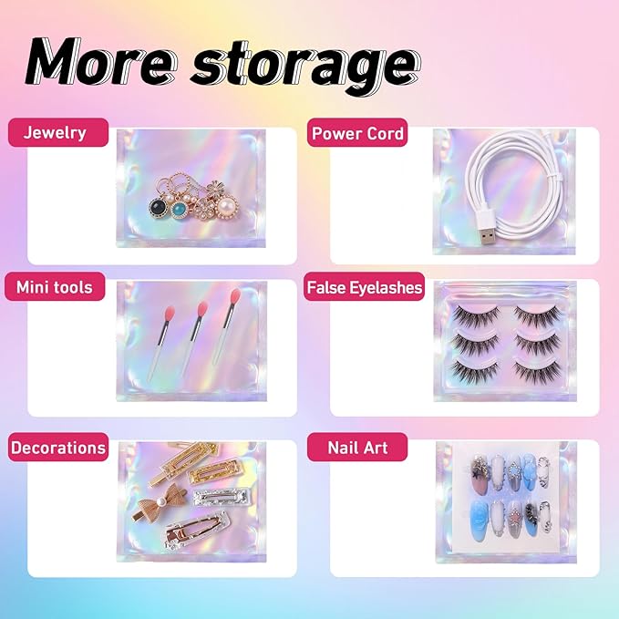 100PCS Press on Nail Packaging Bag, 100PCS Display Card with 231 Pcs Pre-cut Adhesive Tape & Diamond Art Pens & Glue Clay & Tweezers, 6-in-1 Set for Nail Display (Laser)