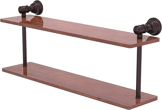 Allied Brass CL-2-22-IRW Carolina Collection 22 Inch Two Tiered Wood Shelf, Antique Bronze