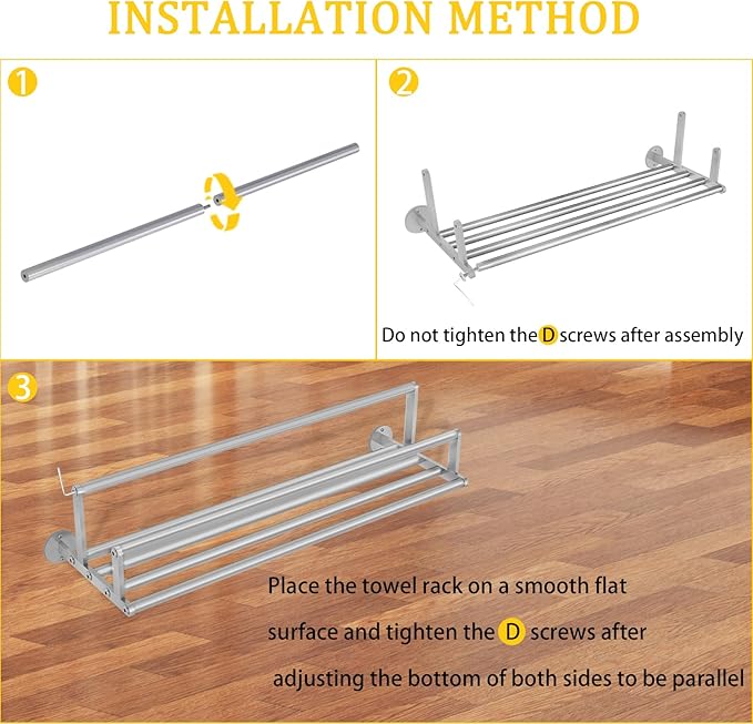 Double Towel Racks for Bathroom, Towel Rack with Shelf, Towel Shelf with Double Towel Bar Brushed Nickel, Wall Mount Towel Holder Stainless Steel, 32 Inch Towel Bar with Shelf