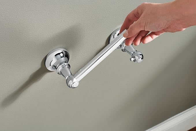 Moen Vale Chrome Double Post Pivoting Toilet Paper Holder, Wall Mounted Toilet Tissue Holder DN4408CH