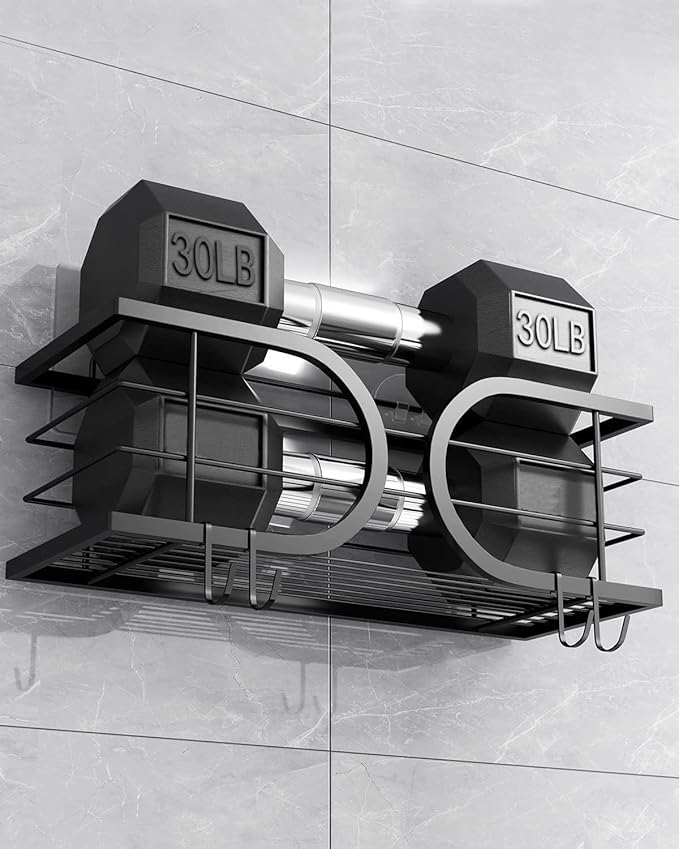 Shower Caddy No Drill Adhesive Wall Mounted SUS304 Stainless Steel Durable Large Capacity Shower Rack Organizer Quick Dry Rustproof Bathroom Storage Shelves - 2 Pack (Black)