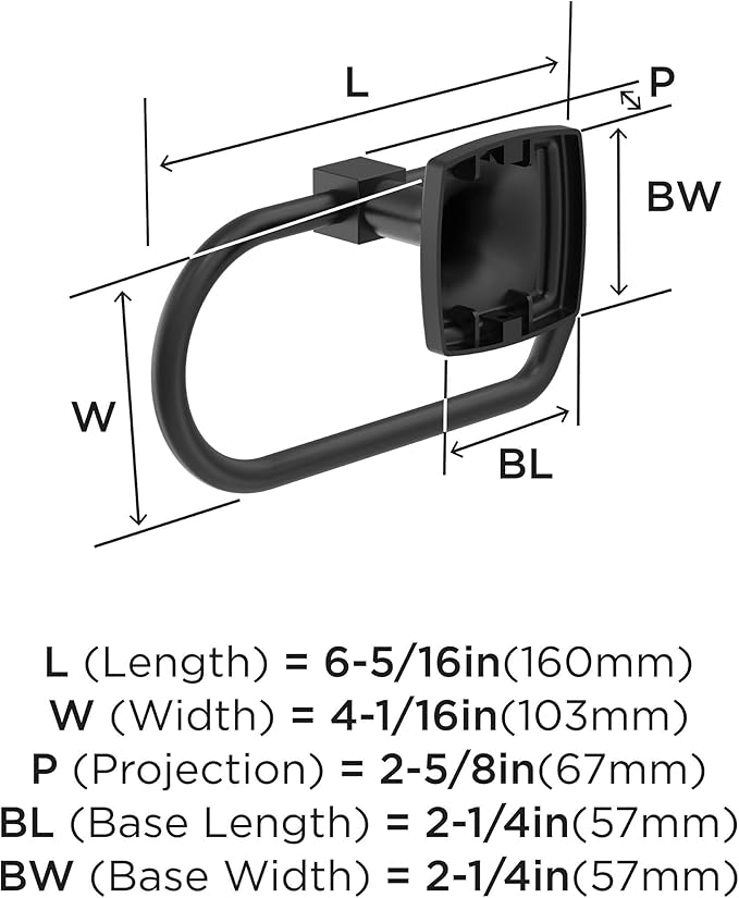 Amerock BH36091MB | Matte Black Single Post Toilet Paper Holder | 7-1/16 in. (179 mm) Length Toilet Tissue Holder | Stature | Bath Tissue Holder | Bathroom Hardware | Bath Accessories