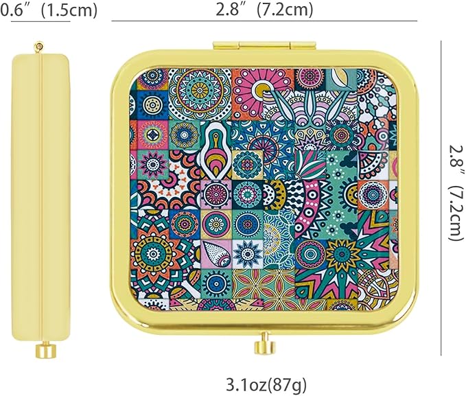 Compact Mirror, Travel Makeup Mirror with Magnifying, Double Sided Portable Hand Mirror for Handbag and Pocket Golden