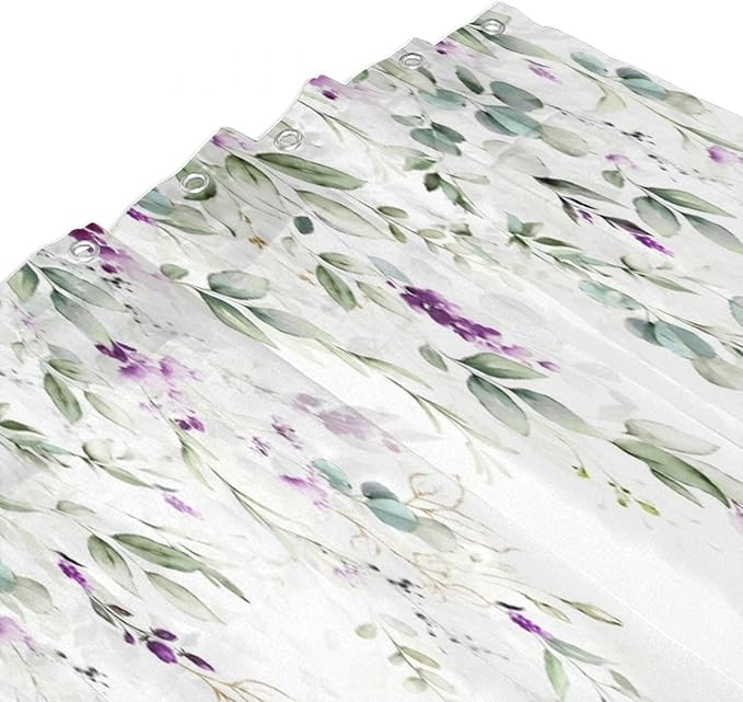 Purple Floral Shower Curtain Watercolor Flowers Modern Minimalist Wildflower Bathroom Decor Fabric Curtains with Hooks 72x72 Inches(183x183cm), Style-10