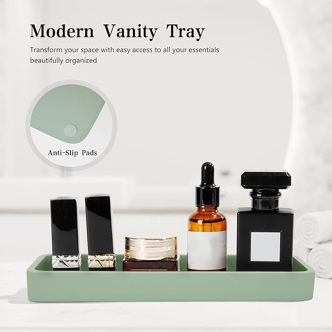 YMXYJM Bathroom Accessories Set, 4 Pcs Bathroom Accessory Set, Soap Dispenser, Toothbrush Holder, Qtip Holder Set, Bathroom Sets Complete, Bathroom Sink Set for Modern Home Decor,Green