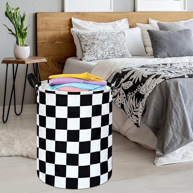 Round Laundry Hamper Clothes Storage Basket Fabric Storage Hamper Organization Storage Bin, Nursery Box,Gift Basket with Handles