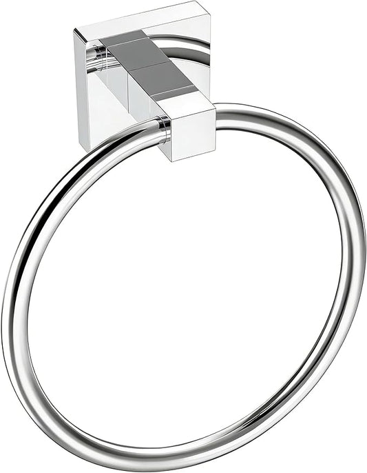 RUACQ Towel Ring for Bathroom,Square Base Hand Towel Holder Hangers Wall Mount,Heavy Duty,Stainless Steel(Chrome)