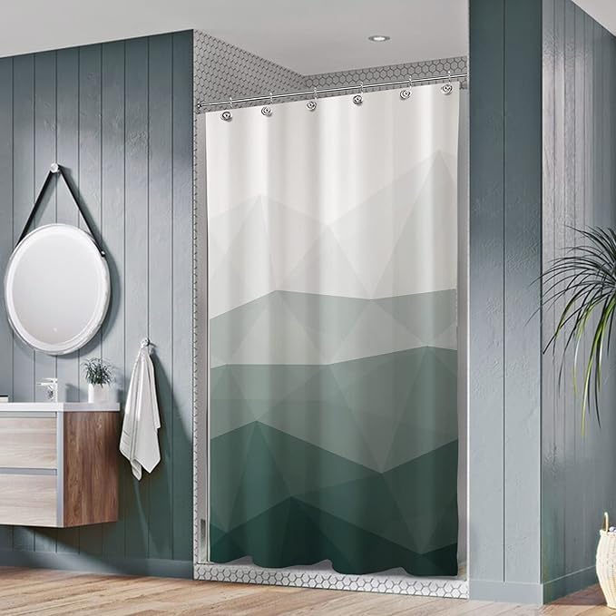 Sunlit Designer 36 x 72 Inches Shower Curtain, Popular Shower Stall Curtain, Ombre Dark Green Fabric Shower Curtains for Bathroom Decor, Contemporary Bathroom Curtains, Dark Green