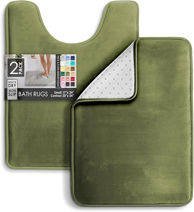 Clara Clark Bathroom Rugs, Velvet Memory Foam Bath Mat, Non-Slip Bath Rugs, Machine Wash, Dries Quickly, Ultra Soft Plush Bath Mats for Bathroom,