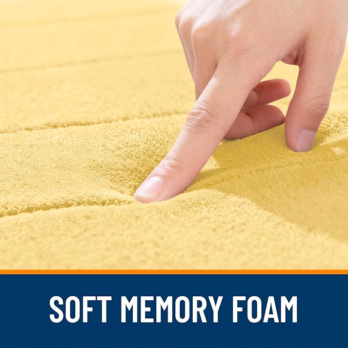 OLANLY Memory Foam Long Bathroom Rugs Runner 70x24, Super Soft Absorbent Bath Mat, Quick Dry, Machine Washable Shower Floor Rugs, Bathmat Carpet, Bathroom Home Decor Accessories, Yellow