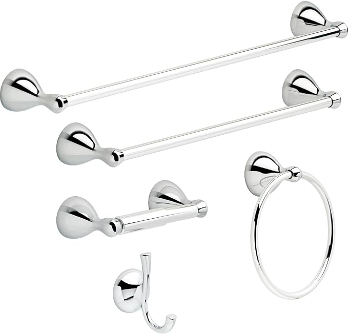 Delta Foundations Hand Towel Holder Polished Chrome Racks for Bathroom Wall Round Ring Holder, Bath Towel Hanger for Kitchen, Bathroom Accessories FNDS46-PC (Pack of 3)