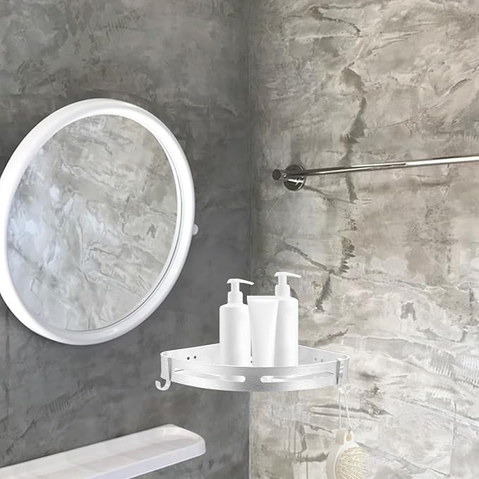 DOITOOL Triangle Wall-Mounted Storage Rack Aluminum Space-Saving Shelf for Bathroom Kitchen Toilet Silver Organizer with Large Capacity and Creative Design