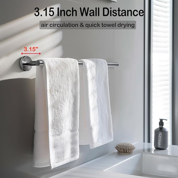 Bath Towel Bar, 20 Inch Towel Racks for Bathroom Wall Mounted, Heavy Duty Bathroom Towel Holder Organizer, Stainless Steel Modern Home Decor Towel Rod, Brushed Nickel