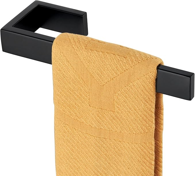 KOKOSIRI Hand Towel Bar Matte Black Bathroom Towel Holder Wall Mounted Kitchen Towels Shelf Bath Accessories Stainless Steel, B3009BK