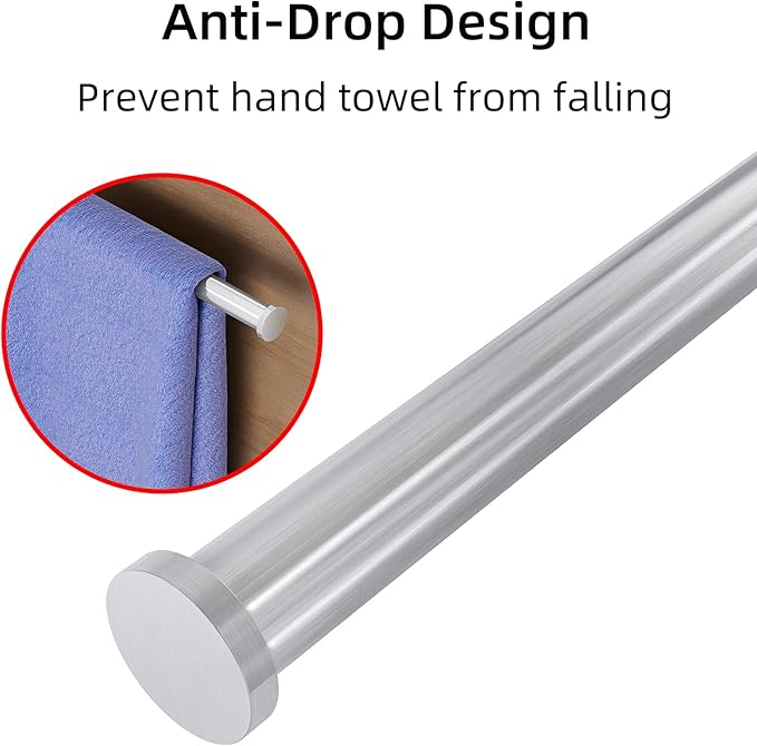 12 Inch Hand Towel Holder, Thicken Stainless Steel Towel Ring for Bathroom Wall Mounted, Heavy Duty Hand Towel Bar Organizer, Modern Home Decor Towel Rack, Brushed Silver Single Rod
