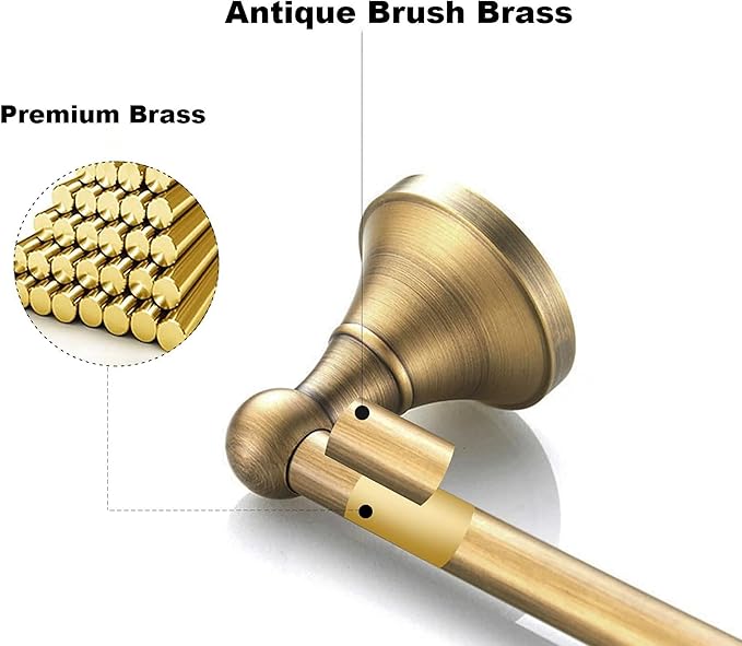 Antique Brass Towel Bar,Adjustable Towel Holder Rod Antique,Brass Towel Bar Rail Bathroom Accessories Wall Mount Expandable 15.2 to 27.8 Inch