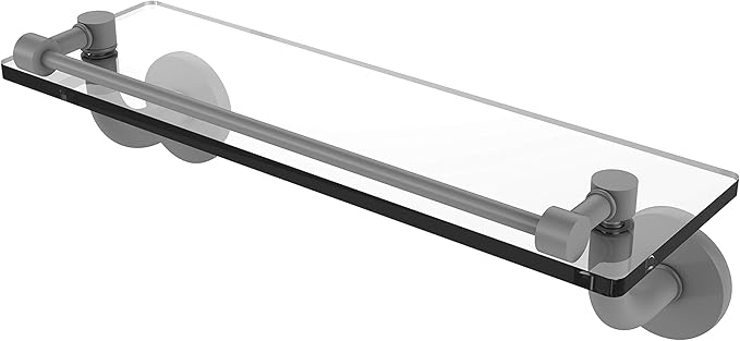 Allied Brass RM-1-16-GAL Remi Collection 16 Inch Vanity Gallery Rail Glass Shelf, Matte Gray