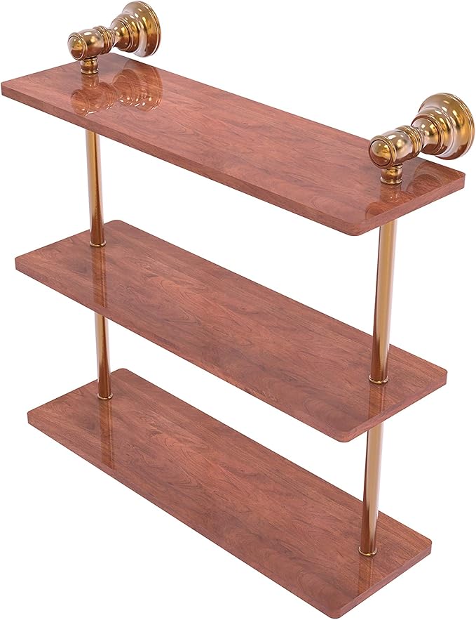 Allied Brass CL-5-16-IRW Carolina Collection 16 Inch Triple Wood Shelf, Brushed Bronze