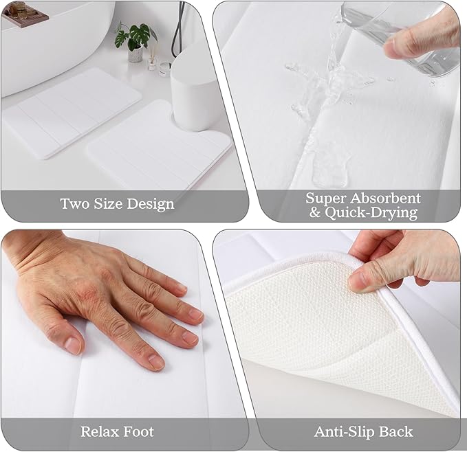 White and Gold Bathroom Accessories Set - Bathroom Sets, 25PC Bath Accessory Set, Bathroom Sets with Push Top Trash Can, Shower Curtain and Rugs, Toilet Brush, Trash Can & Soap Dispenser