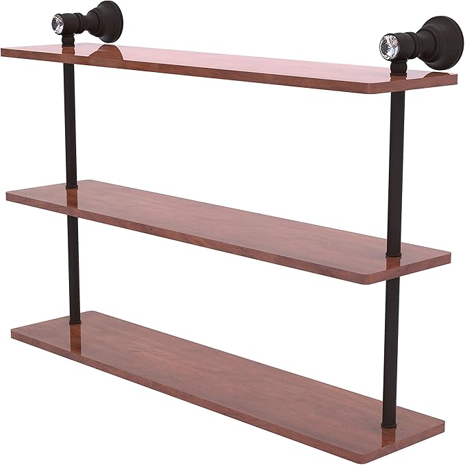 Allied Brass CC-5-22-IRW Carolina Crystal Collection 22 Inch Triple Wood Shelf, Oil Rubbed Bronze