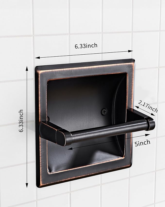 Toilet Paper Holder 2 Pack, Recessed Pivoting Toilet Paper Holder Wall Mount Stainless Steel for Large Rolls in Bathroom (Oil Rubbed Bronze)