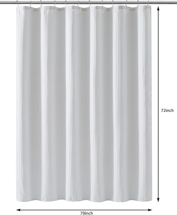 Luxury Dobby Weave Shower Curtain Elegant Hotel Style Fabric for Bathroom, Water Repellent, Machine Washable White Dobby