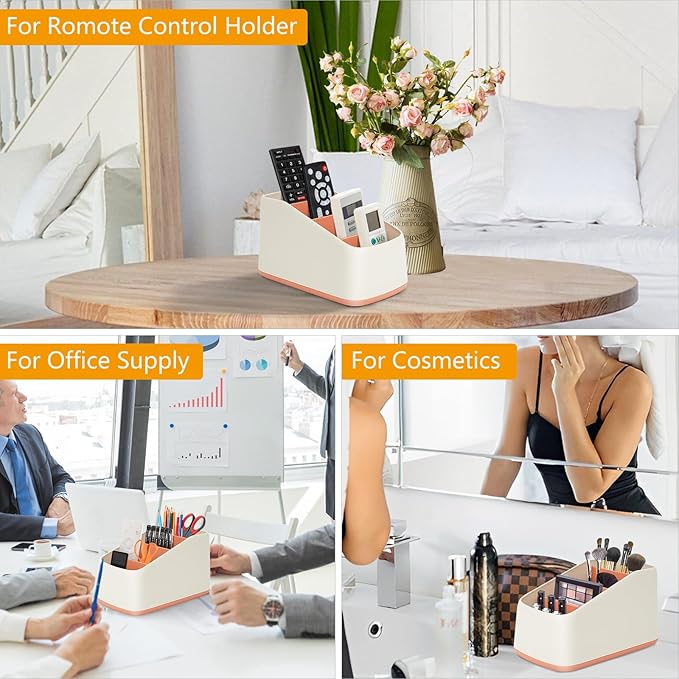 Makeup Brush Holder Organizer for Vanity,4 Compartments Make up Brushes Storage for Cosmetics, Nail Polish,Eyebrow Pencils???Bathroom Desktop Organizer???Red???
