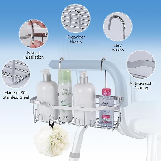 Shower Chair Caddy, Shower Caddy For Chair, Bathroom Showers Basket for Elderly, Pregnant, Patient, Handicap