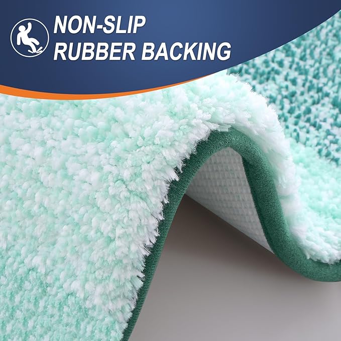 OLANLY Bathroom Rug Set 2 Piece, Soft Absorbent Microfiber Bath Mats and U-Shaped Contour Toilet Rug, Non-Slip, Machine Wash Dry, Plush Shaggy Bath Mats for Bathroom (30"x20"+24"x20", Blackish Green)