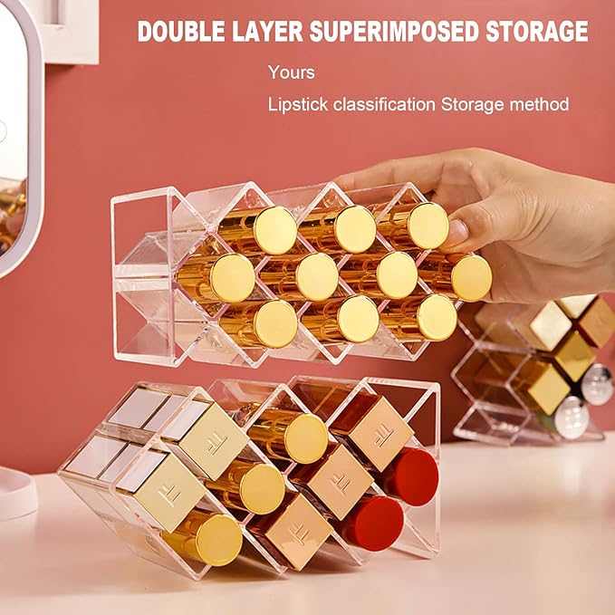 TEORG Fish-Shape Lipstick Organizer Tower - Lip Gloss Storage Holder Stand for 10 Lip Sticks Perfect for Makeup Cosmetic Vanity and Dresser Display, Clear Acrylic (1-pack)