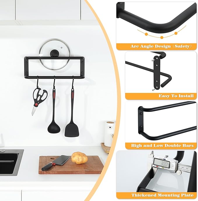 Alise Double Towel Bar,16 Inch Towel Racks for Bathroom, SUS304 Stainless Steel Towel Bar for Bathroom Wall,Quick Drying Bathroom Towel Holder Bath Towel Hanger,Matte Black
