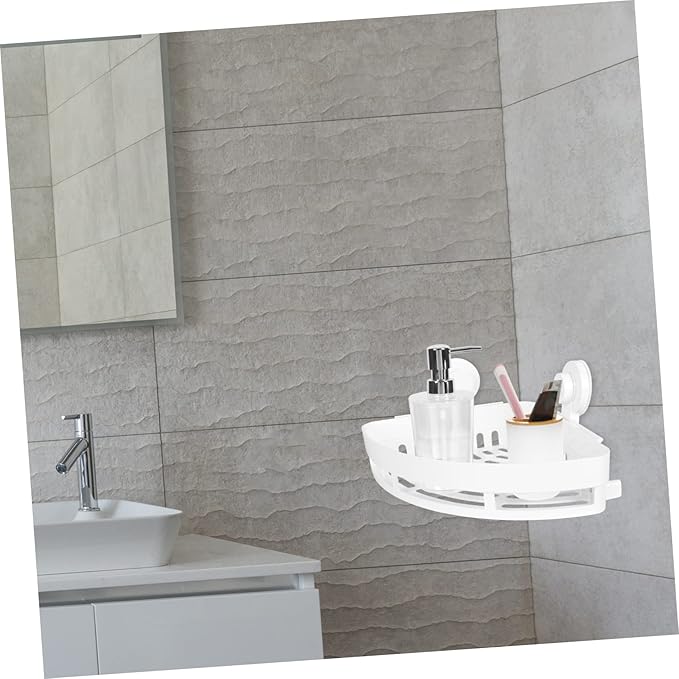 Holibanna Triangle Wall-Mounted Storage Shelf Bathroom Organizer Rack for Shampoo and Sundries Space-Saving Adhesive Storage Holder for Towels and Toiletries