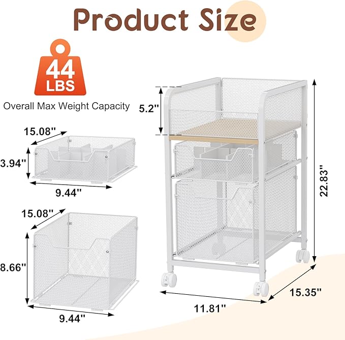 Rolling Makeup Cart Organizer with 2 Drawers, Narrow Floor Skincare Organizers, Vanity Organizer Cosmetics Display Cases Holder for Skin Care Nail Polish Perfume Makeup Brush, White