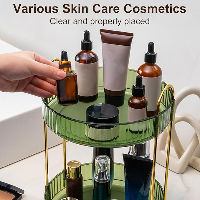 360° Rotating Makeup Organizer, Makeup Storage Shelf, Bathroom Makeup Carousel Spinning Holder Rack, High-Capacity Multi-layered Stable Base Good Load-bearing Raised Desktop Makeup Storage Holder